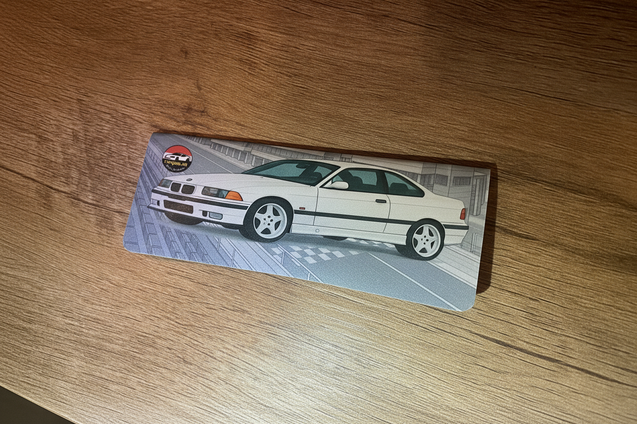 BMW E36 on Wood Background